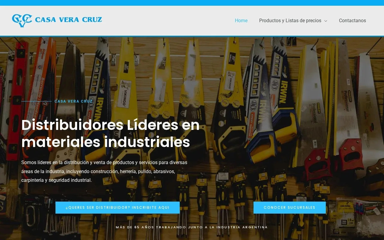Home de Casa Vera Cruz, distribuidora de materiales industriales y abrasivos